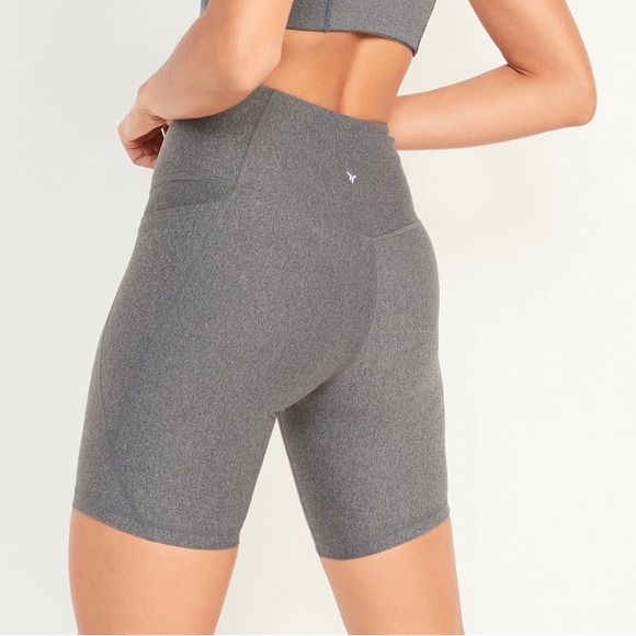 High Waist Powersoft Biker Shorts Heather Grey - Picture 2 of 6